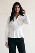 Smocked Waist Peplum Blouse