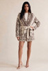 Paisley Shawl Collar Belted Cardigan