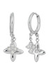 Embellished Double Clover Drop Mini Hoop Earring