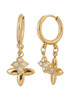Embellished Double Clover Drop Mini Hoop Earring