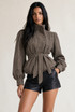 Checkered Balloon Sleeve Jacket