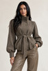 Checkered Balloon Sleeve Jacket