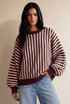 Striped Oversized Bat Wing Jumper