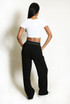 Matching Banded Waist Wide Leg Trousers
