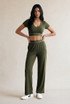 Matching Banded Waist Wide Leg Trousers