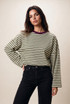 Two Tone Stripes Full Sleeves Top