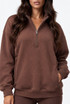Half Zip Oversized Sweatshirt With Pockets
