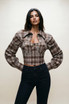 Plaid Bustier Corset Blouse