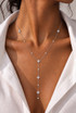 Diamante Clover Look Drop Necklace