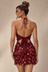 Sequin Halterneck Tie Back Mini Dress
