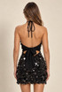 Sequin Halterneck Tie Back Mini Dress