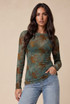 Floral Mesh Long Sleeves Top
