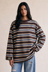 Stripes Boxy Drop Shoulder Sweatshirt