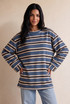 Stripes Boxy Drop Shoulder Sweatshirt
