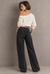 Graphite Mid Rise Wide Leg Jeans