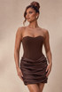Satin Draped Mini Corset Dress