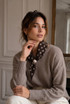 Polka Dot Knitted Pearl Clasp Neck Scarf