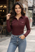 Golden Buttons Trim Knit Top