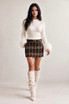 Plaid Mini Skirt with H Buckle Belt