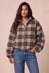Checkered Tweed Funnel Neck Jacket
