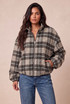 Checkered Tweed Funnel Neck Jacket