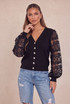 Floral Mesh Sleeve Cardigan