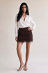 Textured Tassel Low Rise Mini Skirt 