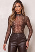 Deer Print Mesh Bodysuit