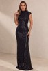 Cap Sleeve Sequin Maxi Dress With Open Back