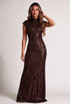 Cap Sleeve Sequin Maxi Dress With Open Back