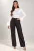 Brown Embellished Wide Leg Jeans 
