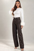 Brown Embellished Wide Leg Jeans 