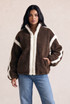 Contrast Detail Sherpa Fleece Jacket