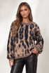 Round Neck Leopard Print Soft Knit Jumper