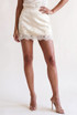 Lace Hem Satin Mini Skirt