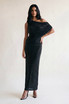 Studded One Shoulder Drape Maxi Dress