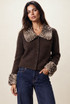 Knit Cardigan with Deer Fur Collar