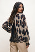 Leopard Print Split Lace Back Jumper 