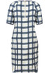 Blue & Cream Tartan Print Side Pocketed Shift Dress