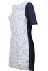 Navy With Contrast Flower Detail Back Zip Up Shift Dress