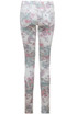 Cream With Pink Flower Print Detail Jeans