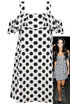 Polka Dot Off the Shoulder Blouson Dress