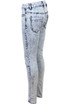 Blue Acid Wash Cream Mesh Detail Jeans