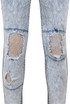 Blue Acid Wash Cream Mesh Detail Jeans