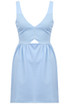 Cyan Cut Out Front Textured Skater Dress