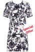 Cream Flower Print Side Pocketed Shift Dress