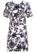 Cream Flower Print Side Pocketed Shift Dress
