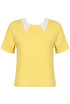 Yellow Contrast Printed Collar Sheer Hem Top