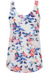 Cream & Blue Flower Print Sleeveless Tops