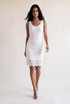 Cream Flower Lace Detail Back Zip Up Lined Bodycon Dress